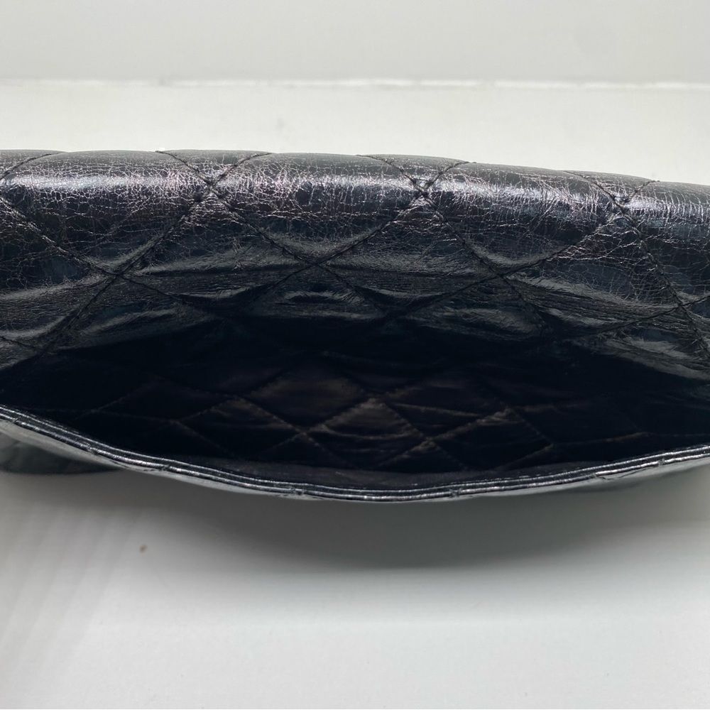 Chanel reissue 2.55 Flag Bag Quilted Glazed Calf Skin Silver Jumbo - Picture 8 of 12